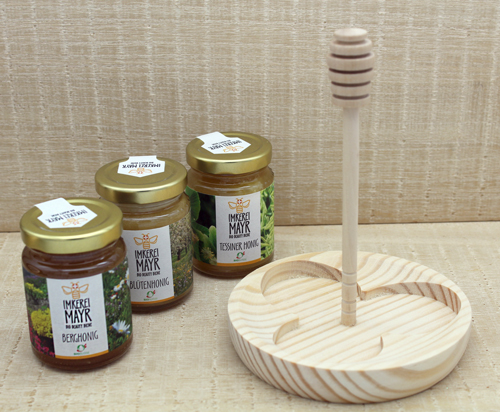 Honigständer mit 3 Sorten Schweizer Bio-Honig (3x 125g)
